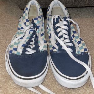 Blue and White Checkered Vans